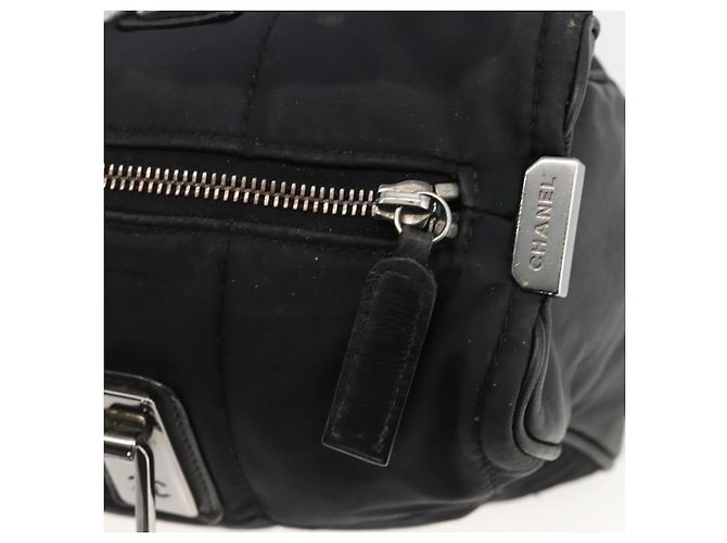 CHANEL Borsa a Mano Choco Bar Nylon Nero Argento CC Auth BA11373 - vista 14