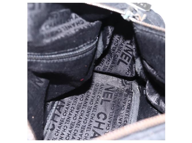 CHANEL Borsa a Mano Choco Bar Nylon Nero Argento CC Auth BA11373 - vista 17
