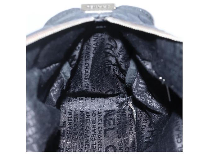 CHANEL Borsa a Mano Choco Bar Nylon Nero Argento CC Auth BA11373 - vista 18