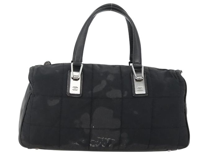 CHANEL Borsa a Mano Choco Bar Nylon Nero Argento CC Auth BA11373 - vista 2
