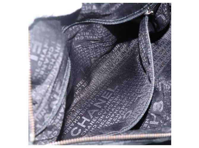 CHANEL Borsa a Mano Choco Bar Nylon Nero Argento CC Auth BA11373 - vista 20