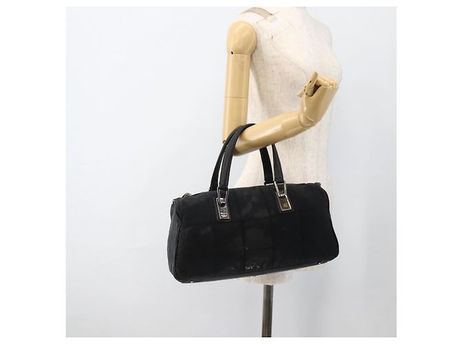 CHANEL Borsa a Mano Choco Bar Nylon Nero Argento CC Auth BA11373 - vista 23