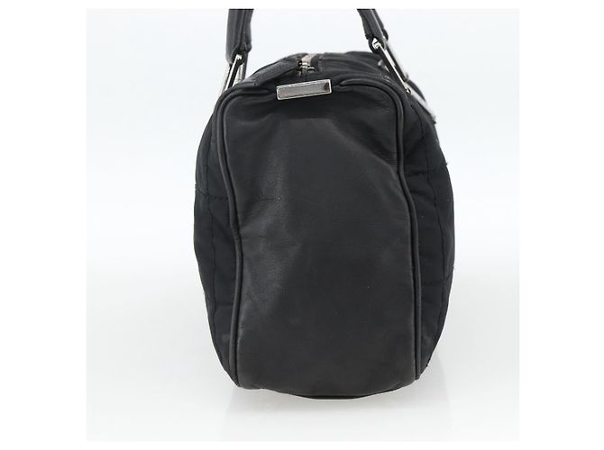 CHANEL Borsa a Mano Choco Bar Nylon Nero Argento CC Auth BA11373 - vista 4