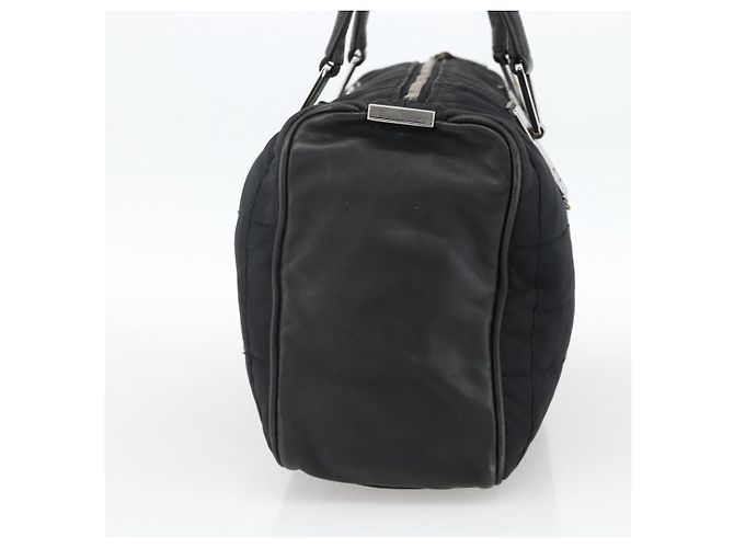 CHANEL Borsa a Mano Choco Bar Nylon Nero Argento CC Auth BA11373 - vista 5