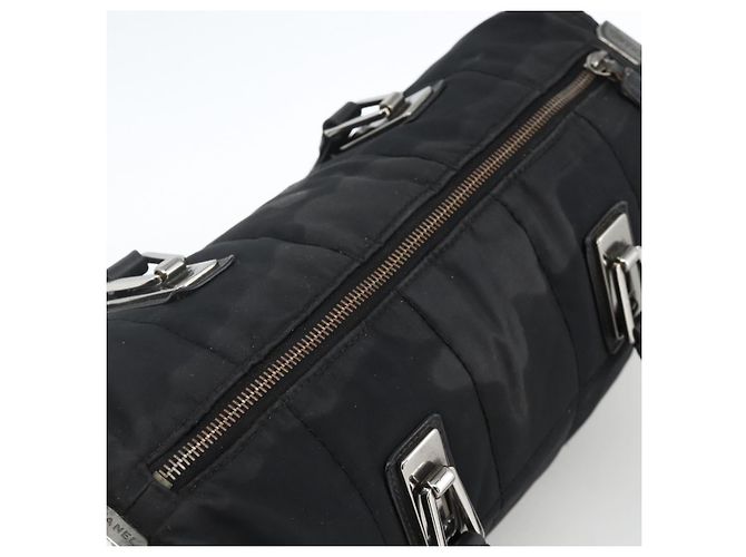 CHANEL Borsa a Mano Choco Bar Nylon Nero Argento CC Auth BA11373 - vista 6
