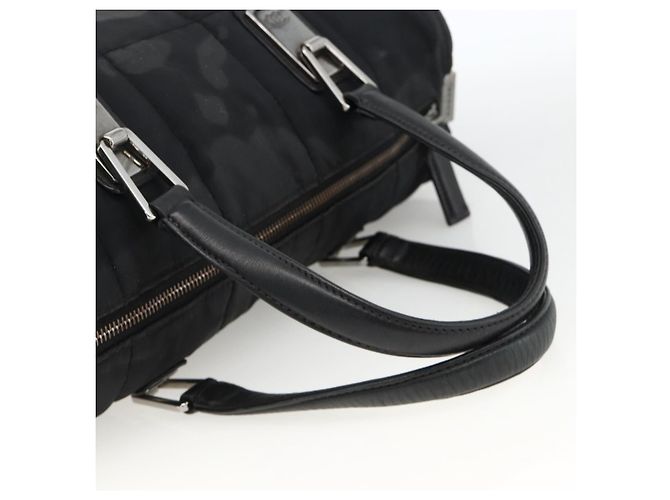 CHANEL Borsa a Mano Choco Bar Nylon Nero Argento CC Auth BA11373 - vista 7