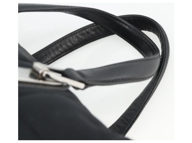 CHANEL Borsa a Mano Choco Bar Nylon Nero Argento CC Auth BA11373 - vista 8