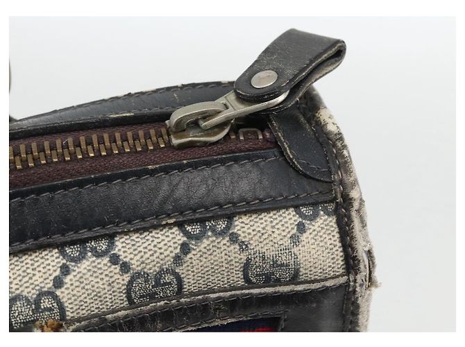 Borsa a mano Gucci GG Supreme Sherry Line in PVC blu navy e oro Auth BSZ273 D'oro - vista 14