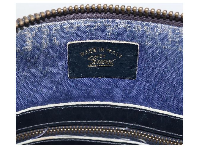Borsa a mano Gucci GG Supreme Sherry Line in PVC blu navy e oro Auth BSZ273 D'oro - vista 15