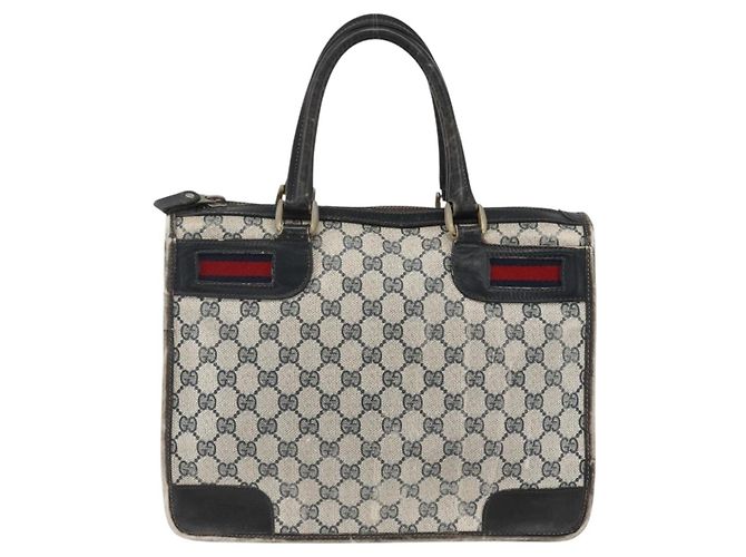 Borsa a mano Gucci GG Supreme Sherry Line in PVC blu navy e oro Auth BSZ273 D'oro - vista 2