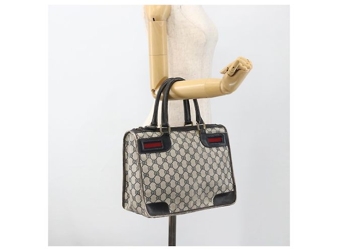 Borsa a mano Gucci GG Supreme Sherry Line in PVC blu navy e oro Auth BSZ273 D'oro - vista 21