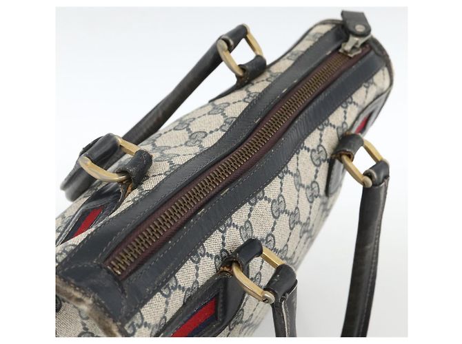 Borsa a mano Gucci GG Supreme Sherry Line in PVC blu navy e oro Auth BSZ273 D'oro - vista 6