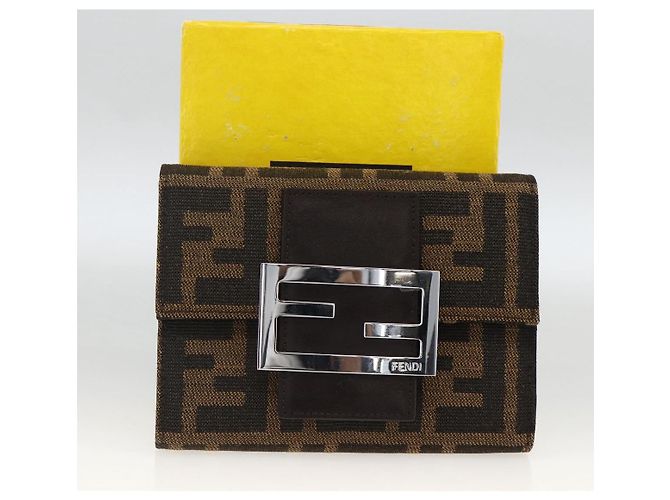FENDI Zucca Canvas Geldbörse Schwarz Braun Auth ki6616V - Ansicht 12
