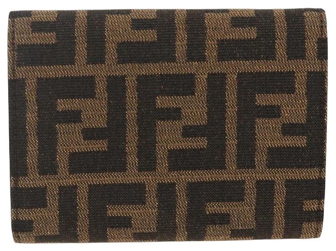 FENDI Zucca Canvas Geldbörse Schwarz Braun Auth ki6616V - Ansicht 2