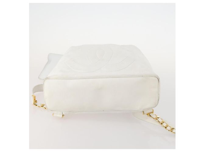 Zaino CHANEL in pelle bianca oro CC Auth gh1739 Bianco D'oro - vista 10