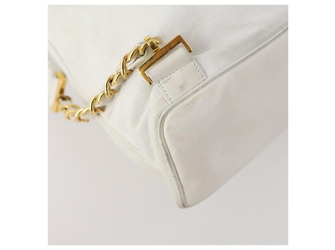 Zaino CHANEL in pelle bianca oro CC Auth gh1739 Bianco D'oro - vista 14