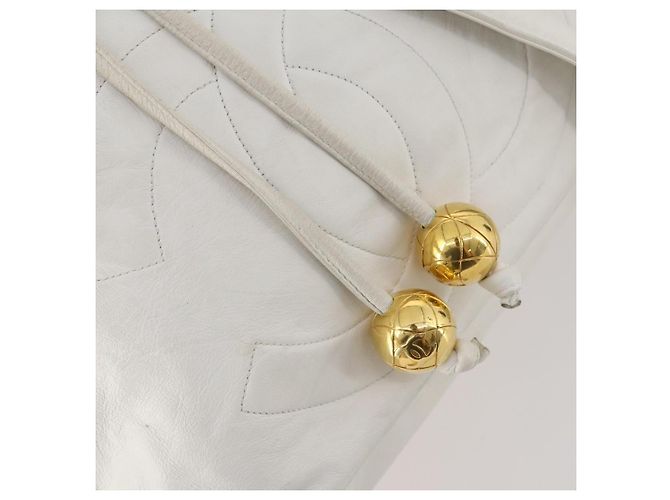 Zaino CHANEL in pelle bianca oro CC Auth gh1739 Bianco D'oro - vista 15