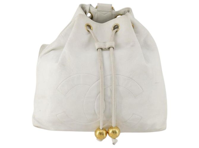 Zaino CHANEL in pelle bianca oro CC Auth gh1739 Bianco D'oro - vista 2