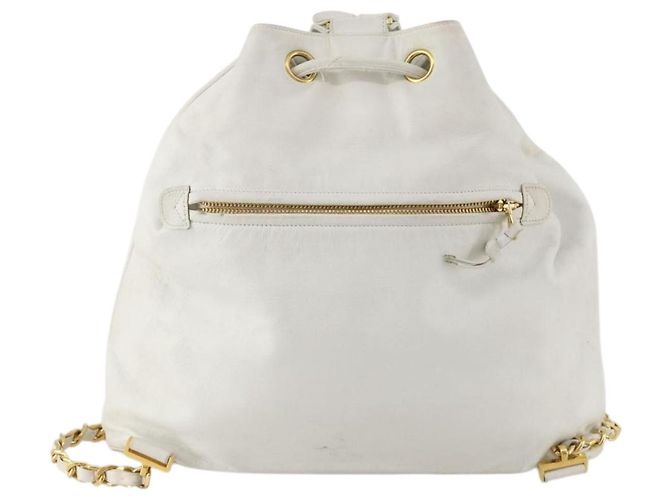 Zaino CHANEL in pelle bianca oro CC Auth gh1739 Bianco D'oro - vista 3