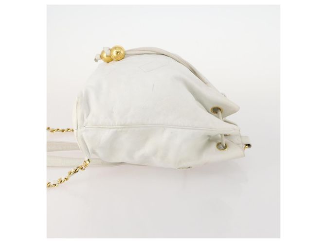 Zaino CHANEL in pelle bianca oro CC Auth gh1739 Bianco D'oro - vista 4
