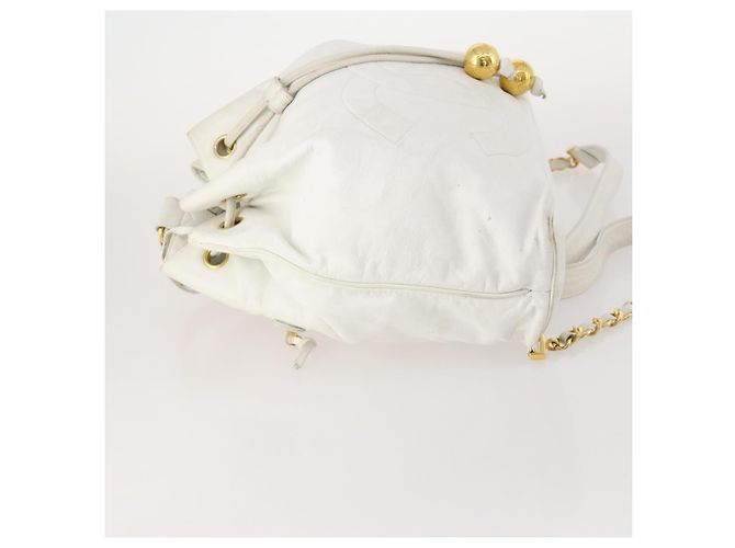 Zaino CHANEL in pelle bianca oro CC Auth gh1739 Bianco D'oro - vista 5