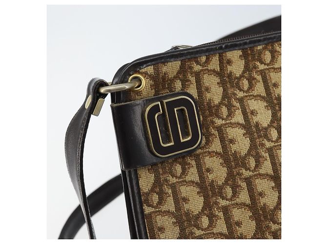 Borsa a Spalla in Tela Trotter Christian Dior Beige Oro Auth ep13688A D'oro - vista 14