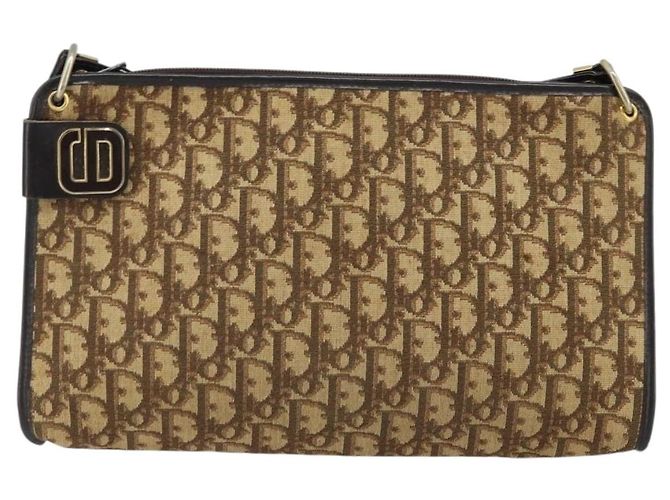 Borsa a Spalla in Tela Trotter Christian Dior Beige Oro Auth ep13688A D'oro - vista 2