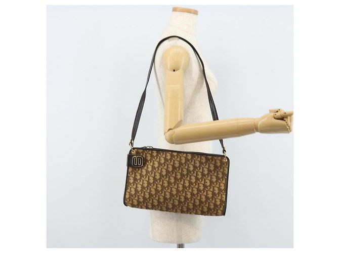 Borsa a Spalla in Tela Trotter Christian Dior Beige Oro Auth ep13688A D'oro - vista 20