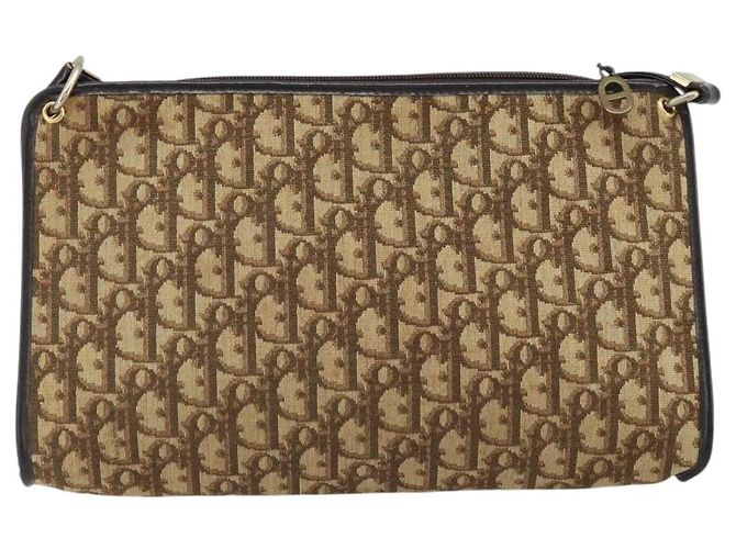 Borsa a Spalla in Tela Trotter Christian Dior Beige Oro Auth ep13688A D'oro - vista 3