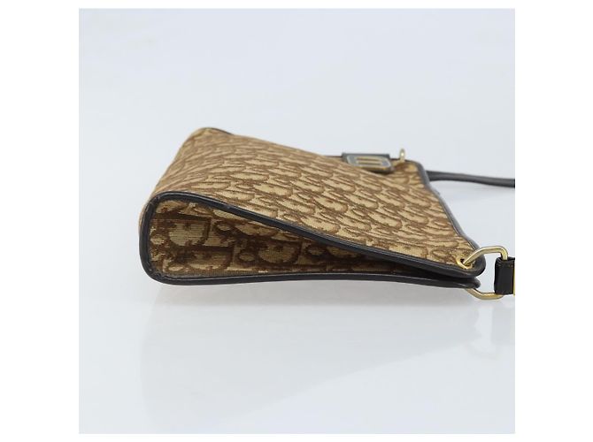 Borsa a Spalla in Tela Trotter Christian Dior Beige Oro Auth ep13688A D'oro - vista 4