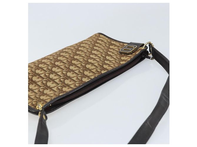 Borsa a Spalla in Tela Trotter Christian Dior Beige Oro Auth ep13688A D'oro - vista 6