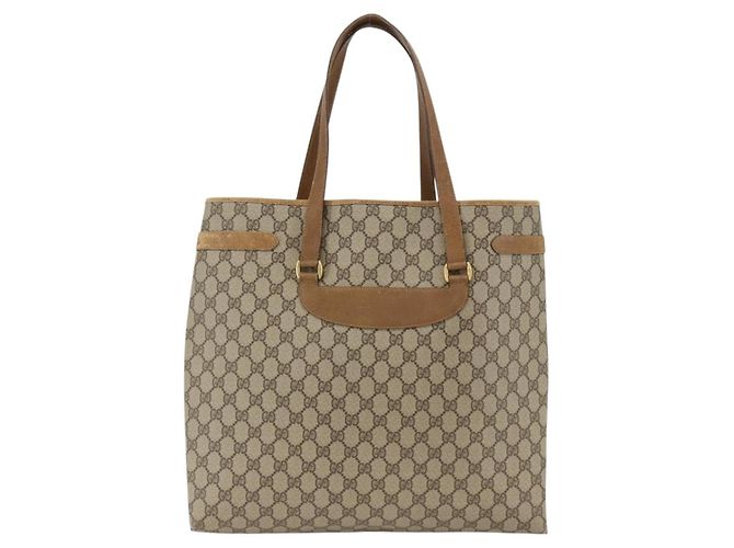 Gucci Borsa Tote GG Supreme PVC Beige Oro 39 02 061 Auth 174551 D'oro - vista 3