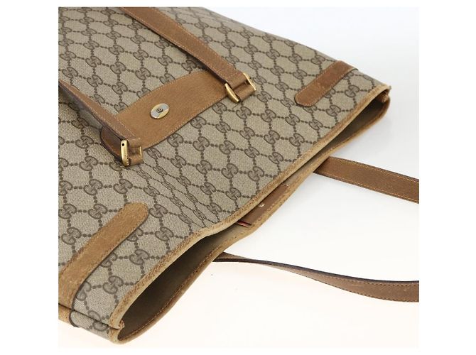 Gucci Borsa Tote GG Supreme PVC Beige Oro 39 02 061 Auth 174551 D'oro - vista 6
