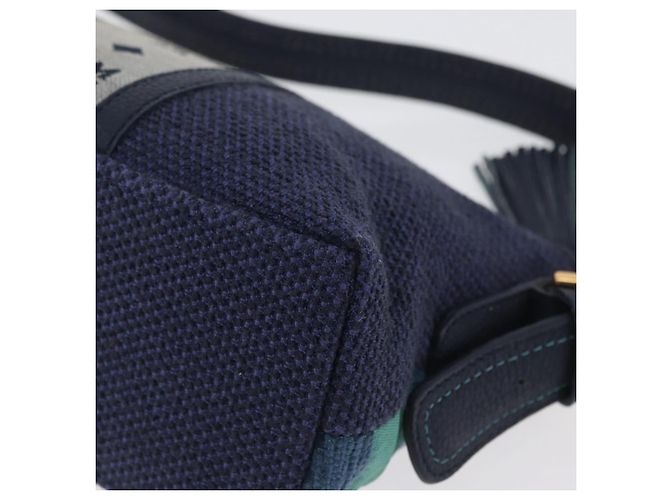 Borsa a spalla MCM Vicetos Logogram in tela blu oro Auth BSZ289 D'oro - vista 13