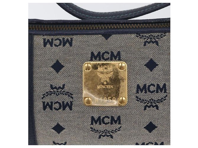 Borsa a spalla MCM Vicetos Logogram in tela blu oro Auth BSZ289 D'oro - vista 15