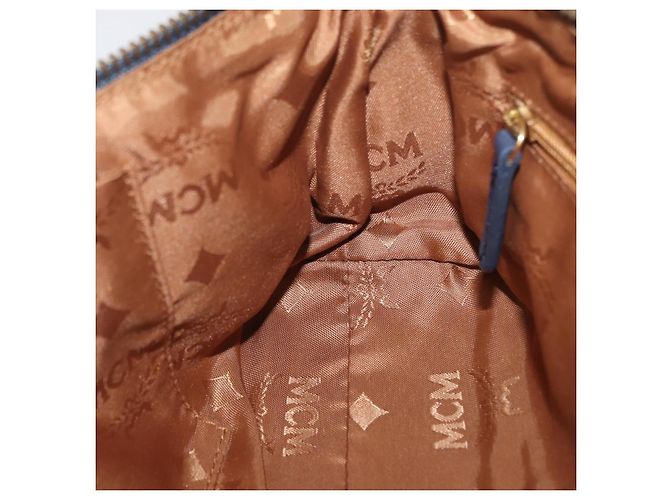 Borsa a spalla MCM Vicetos Logogram in tela blu oro Auth BSZ289 D'oro - vista 18