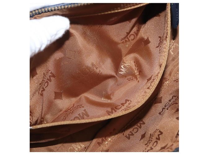 Borsa a spalla MCM Vicetos Logogram in tela blu oro Auth BSZ289 D'oro - vista 20