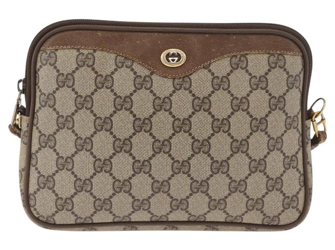 Gucci Borsa a Spalla GG Supreme PVC Beige Oro 97 02 068 Auth BA11460 D'oro - vista 2