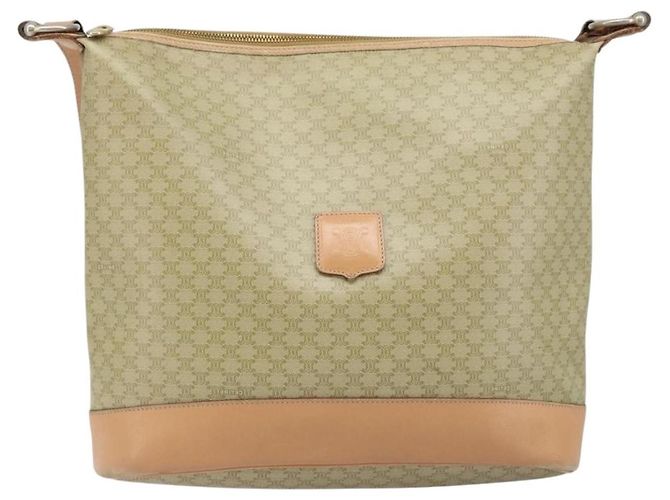 Céline Borsa a Spalla in Tela Macadam CELINE PVC Beige Oro Auth 173701 D'oro - vista 2