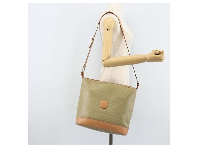 Céline Borsa a Spalla in Tela Macadam CELINE PVC Beige Oro Auth 173701 D'oro - vista 22