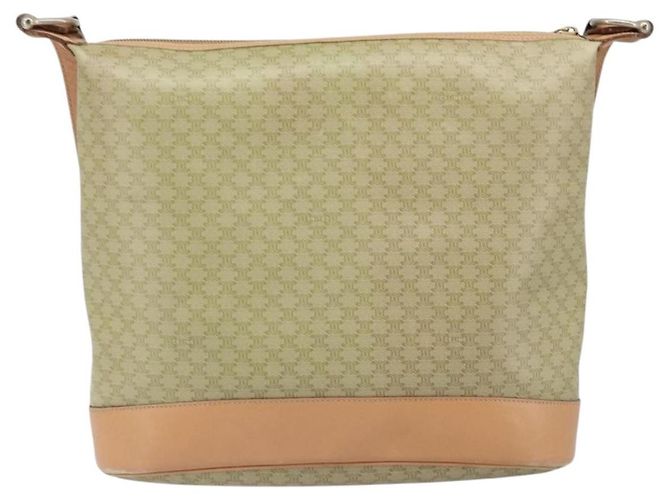 Céline Borsa a Spalla in Tela Macadam CELINE PVC Beige Oro Auth 173701 D'oro - vista 3