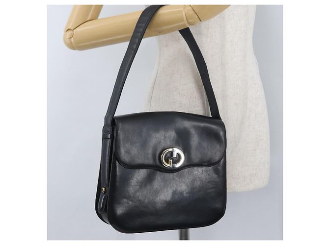 Gucci Borsa a Spalla in Pelle Blu Navy Oro Auth ARZ157 D'oro - vista 23