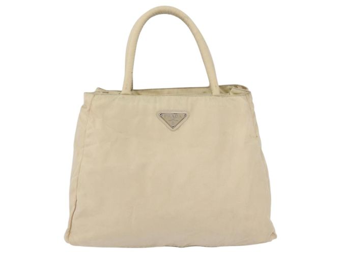 PRADA Borsa a mano in nylon argento beige Auth bs33932 - vista 13