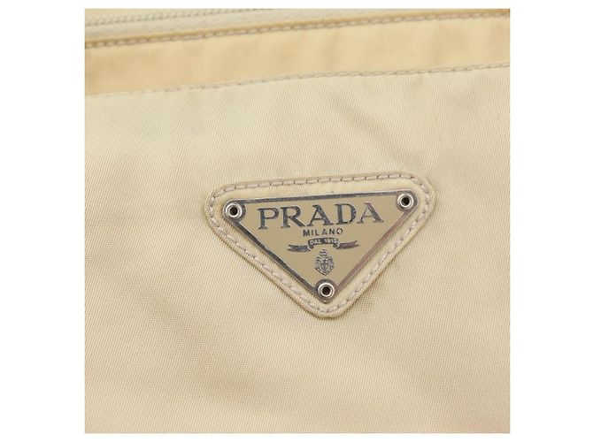 PRADA Borsa a mano in nylon argento beige Auth bs33932 - vista 17
