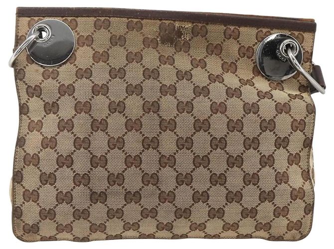 Borsa a Spalla GG Canvas Gucci Beige Argento 120841 Auth 173391 - vista 2