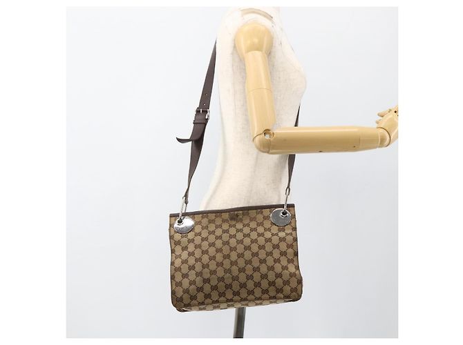 Borsa a Spalla GG Canvas Gucci Beige Argento 120841 Auth 173391 - vista 22