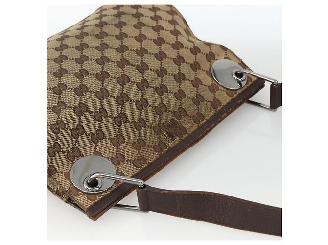 Borsa a Spalla GG Canvas Gucci Beige Argento 120841 Auth 173391 - vista 6