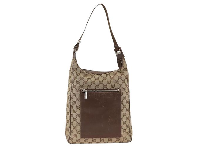 Borsa a Spalla GG Canvas Gucci Beige Argento 019.0538 Auth 174564 - vista 2