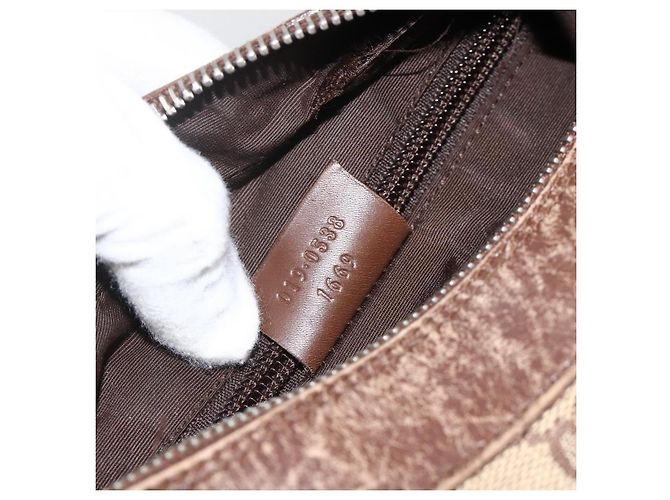 Borsa a Spalla GG Canvas Gucci Beige Argento 019.0538 Auth 174564 - vista 23
