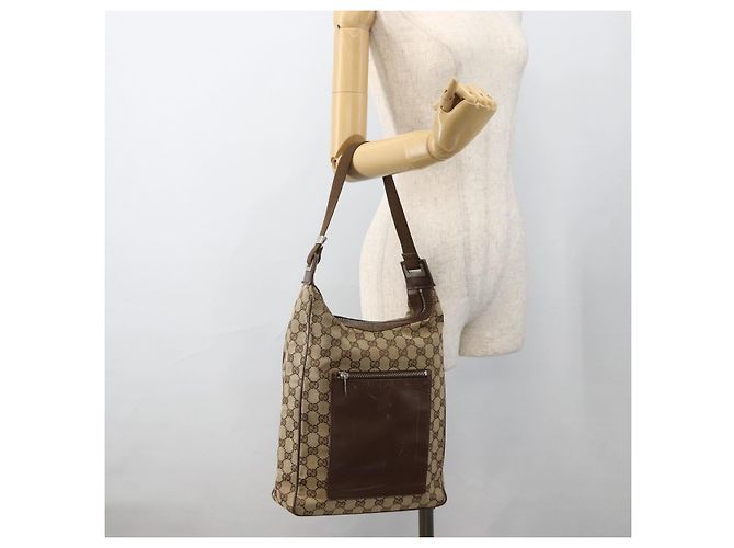 Borsa a Spalla GG Canvas Gucci Beige Argento 019.0538 Auth 174564 - vista 24